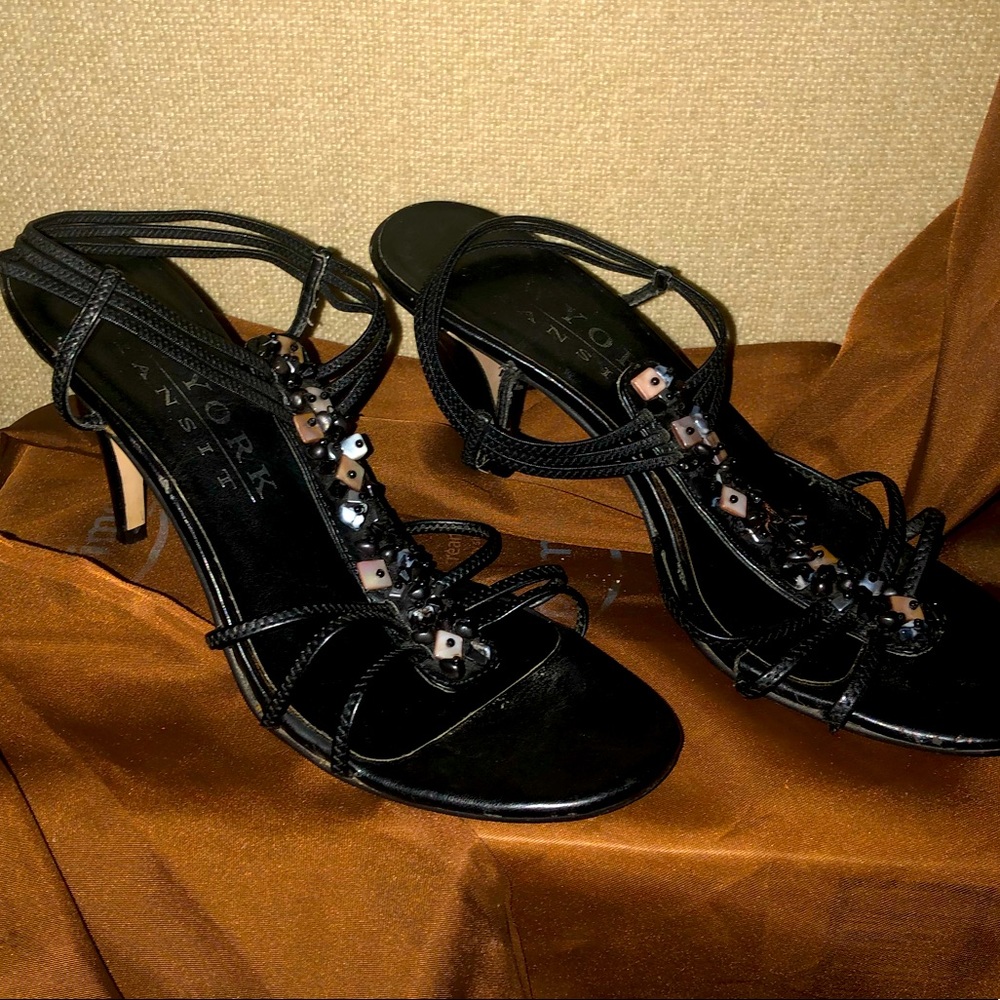 Strappy slip on heel for work